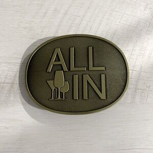 Belt buckle w/ wine and cocktail glasses